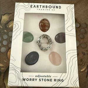 Earthbound Trading Co Adjustable Worry Stone Ring With 5 Stones New